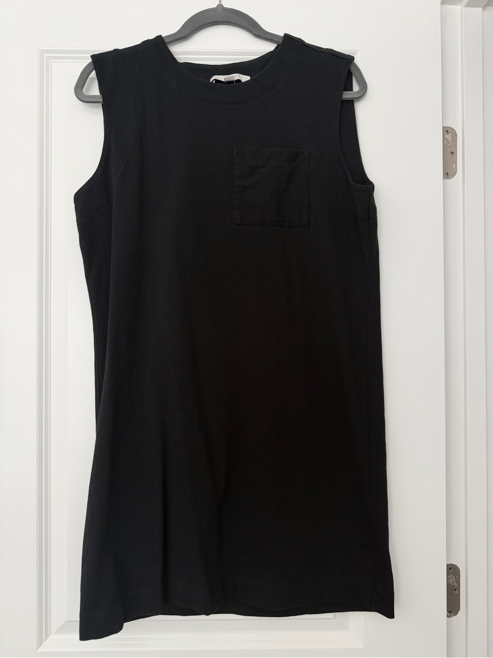 LOFT Black Sleeveless Mini Dress with Chest Pocket Detail
